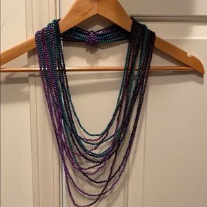 Multi strand and multi colored necklace